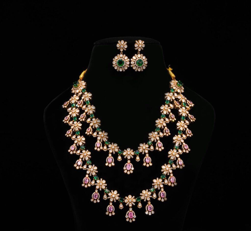 Gemstone necklace set by ratnakshi