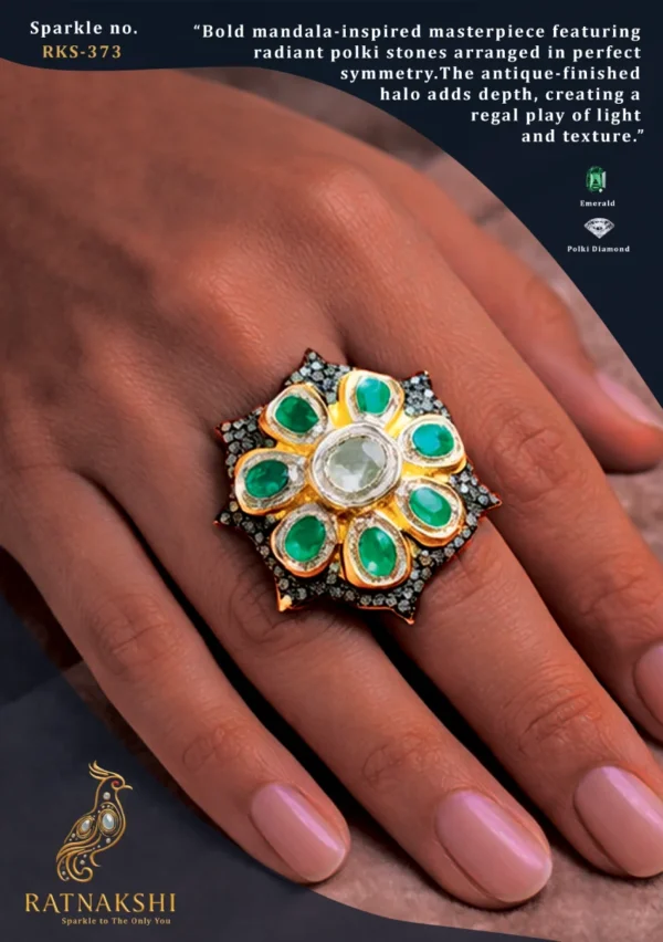 Ratnakshi Rings Emerald Rings Polki Rings Victorian Rings Silver Rings
