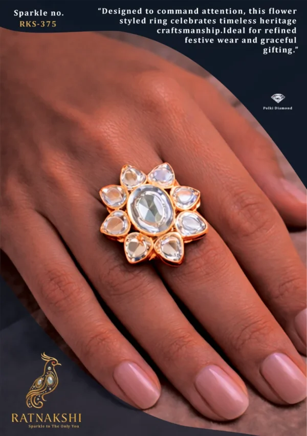 Ratnakshi Ring Victorian Ring Star shaped Ring Polki ring