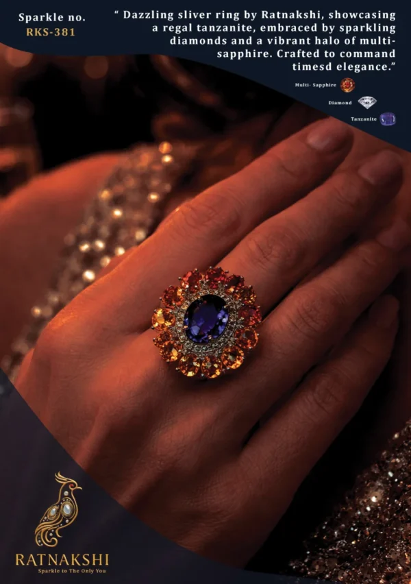 Ratnakshi Rings Multi-Sapphire Ring
