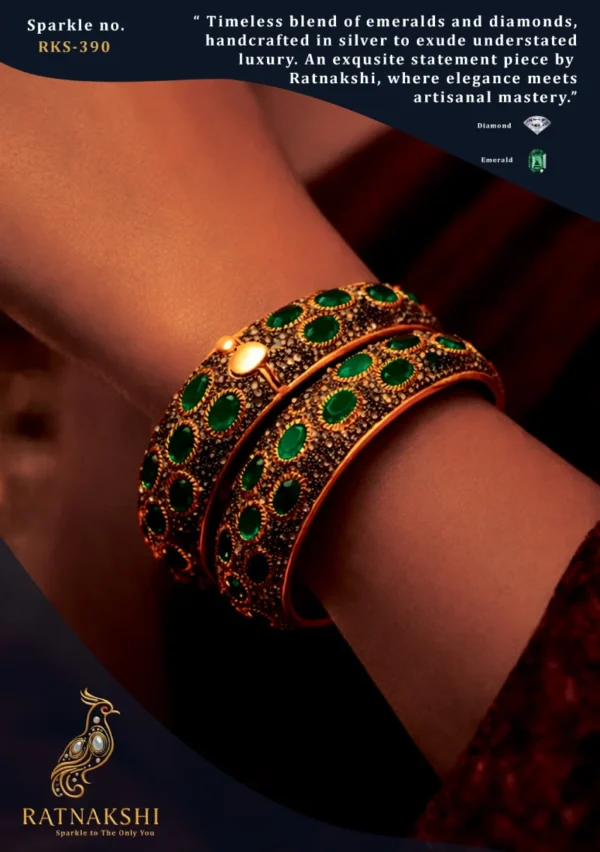 Ratnakshi bangle silver emerald