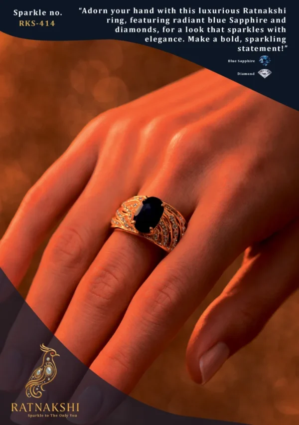 Ratnakshi Ring Blue Sapphire Ring Silver Ring Ratnakshi Blue Sapphire & Diamond Ring