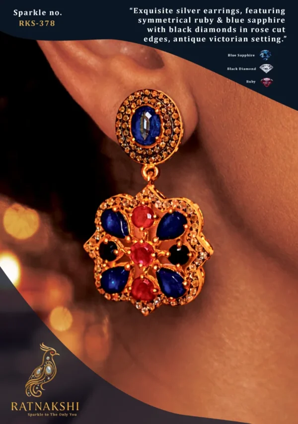Ratnakshi Earrings Multi-color Earring in Silver