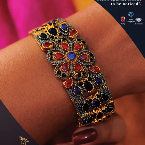 Ratnakshi Bangle Multi-color Bangle in Silver Victorian Bangle in Silver