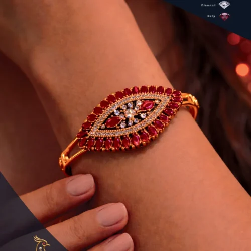 Ratnakshi Bracelet, Silver Bracelet, Ruby & Diamond Bracelet, Modern Bracelet