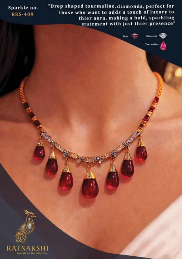 Ratnakshi Necklace Ruby Necklace in Silver Tourmaline Necklace in Silver Fine Silver Necklace Drop Necklace