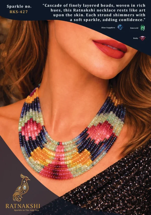 Ratnakshi Bead Necklace Multi-color Necklace Layered Necklace
