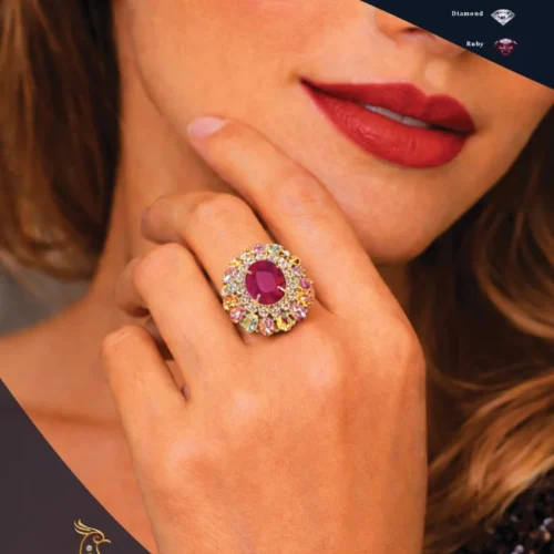 Ratnakshi Ring Multi-Sapphire & Ruby Ring Silver Ring