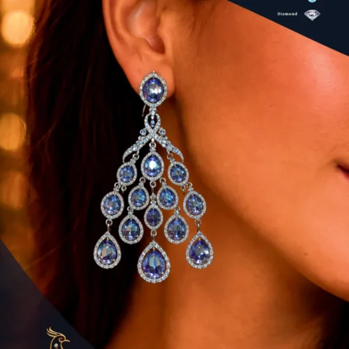 Ratnakshi Earring Blue Topaz Earring Hanging Earrings in Silver Fine Silver Jewelry