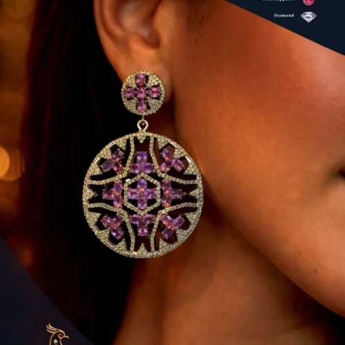 Ratnakshi Earrings Sapphire Earrings in Silver Hanging Earrings in Silver Fine Silver Jewellery
