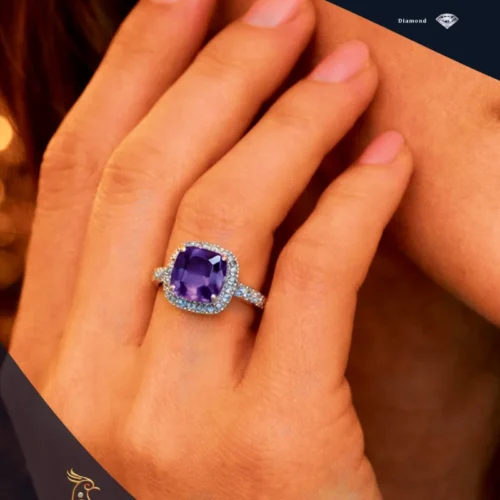 Ratnakshi Ring Amethyst & Diamond Ring Silver Ring