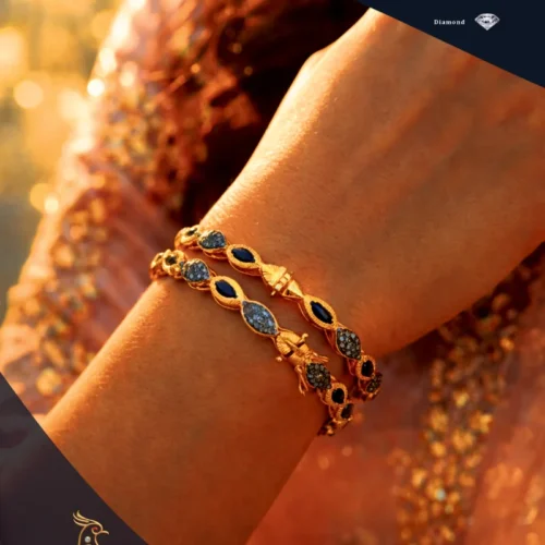 Ratnakshi Bangles Blue Sapphire Bangles in Silver Fine Silver Bangles