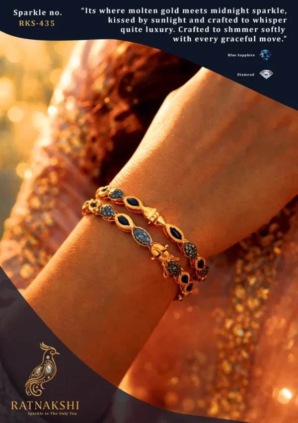 Ratnakshi Bangles Blue Sapphire Bangles in Silver Fine Silver Bangles