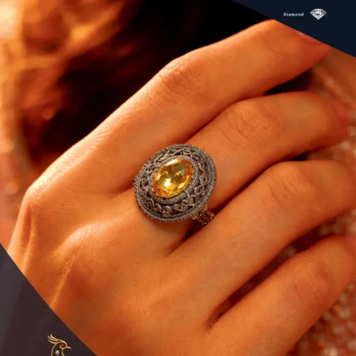 Ratnakshi Ring, Citrine Ring, Silver Ring