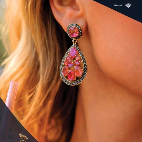 Ratnakshi Earring Multi-Sapphire & Diamond Earring Silver Earring