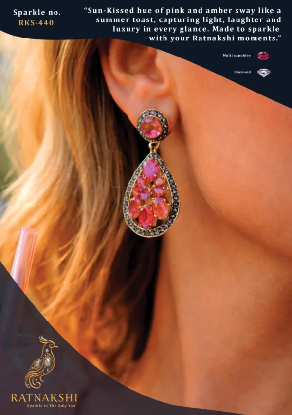 Ratnakshi Earring Multi-Sapphire & Diamond Earring Silver Earring