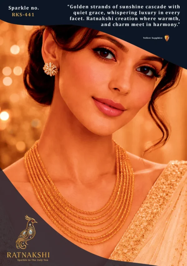 Ratnakshi Necklace Bead Necklace Yellow Sapphire Necklace Layered Necklace