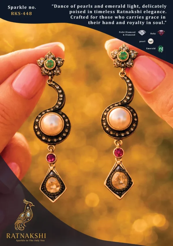 Ratnakshi Earrings Hanging Earrings Silver Earrings Pearl Earrings Emerald Earrings Ruby Earrings Diamond & Polki Diamond Earring Victorian Earrings