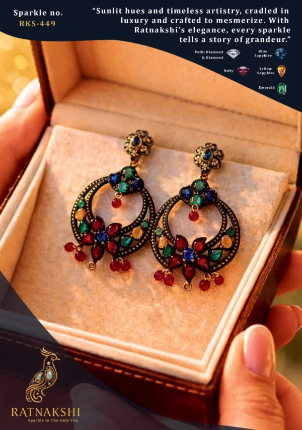 Ratnakshi Earrings Silver Earrings Muti-color Earrings
