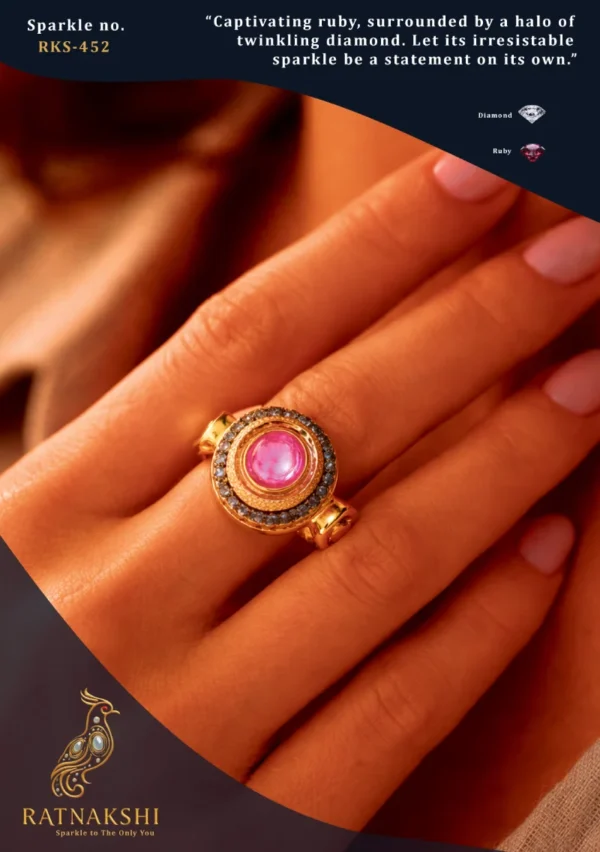RKS-452 Ratnakshi Ring Victorian Ruby Ring Silver Ring