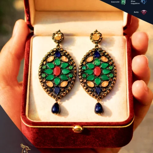 Ratnakshi Earrings Multi-color oval Victorian earrings