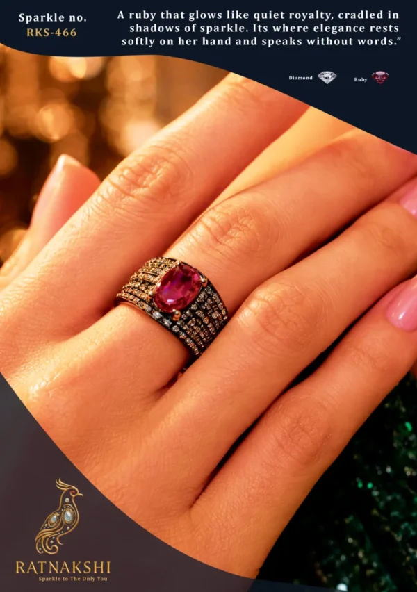 RKS-466 Ratnakshi Ring Silver ring with Ruby