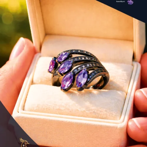 Ratnakshi Ring Amethyst Ring in Silver