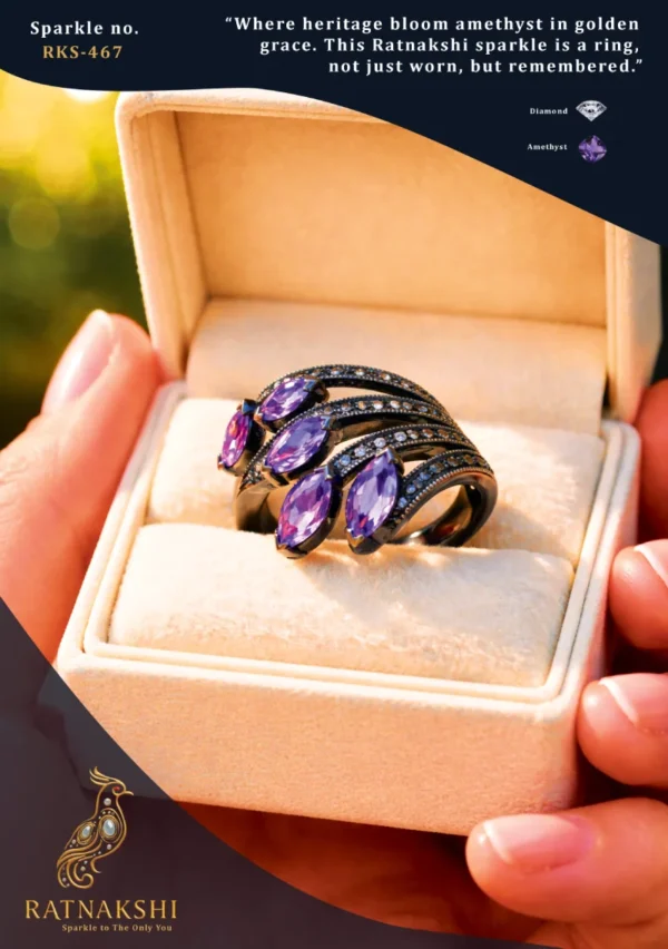 RKS-467 Ratnakshi Ring Amethyst Ring in Silver