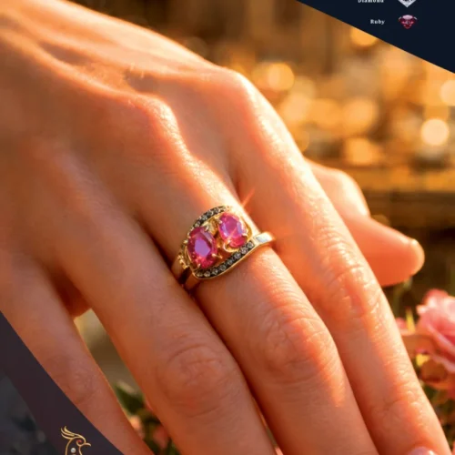 Ratnakshi Ring Ruby & Diamond Ring in Silver