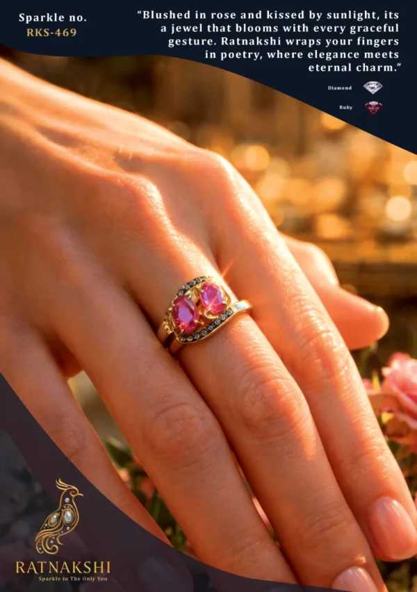 Ratnakshi Ring Ruby & Diamond Ring in Silver