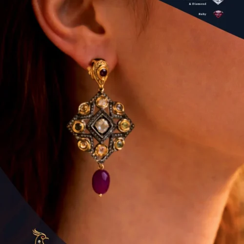 Ratnakshi Earrings Ruby earring in Silver