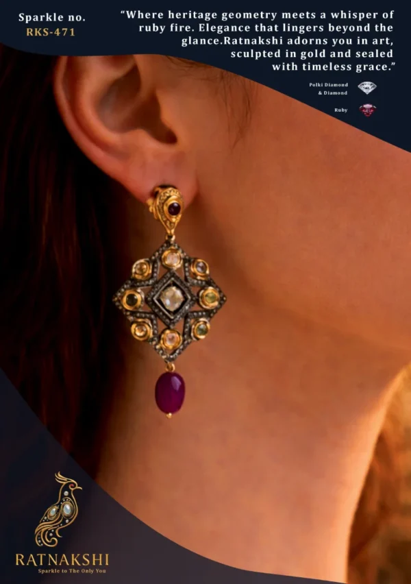Ratnakshi Earrings Ruby earring in Silver