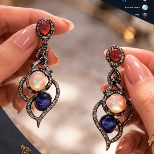Ratnakshi Ring Hanging Earrings in Silver