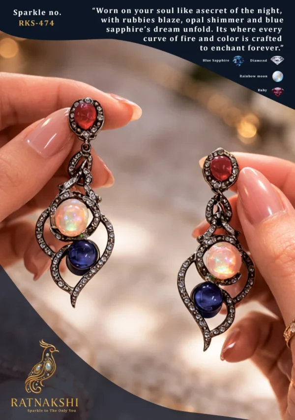 Ratnakshi Ring Hanging Earrings in Silver