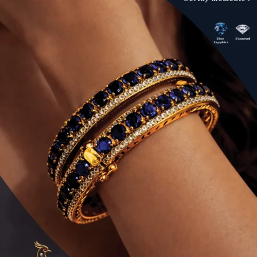 Ratnakshi Bangles Blue Sapphire Bangles in Silver