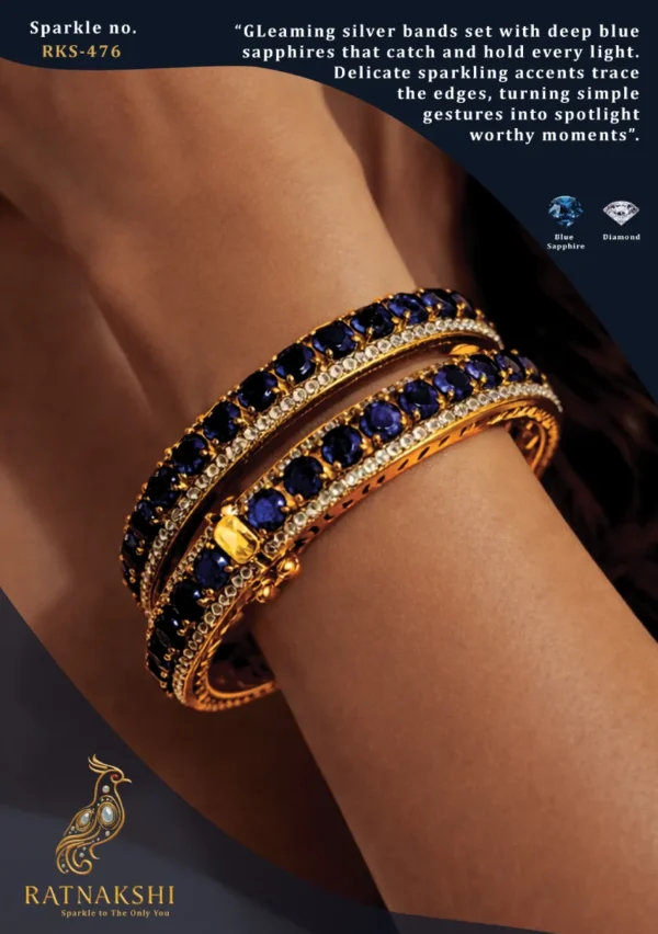 Ratnakshi Bangles Blue Sapphire Bangles in Silver