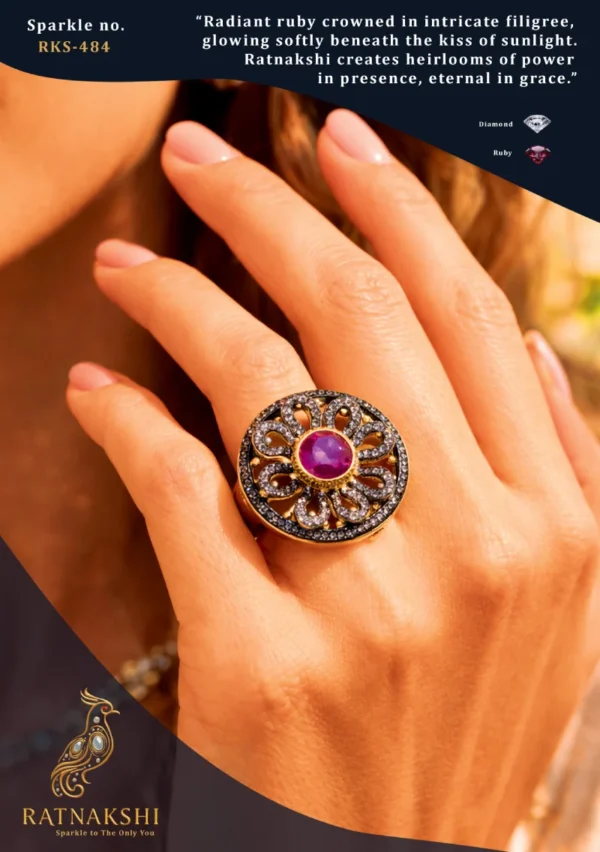 Ratnakshi Ring Victorian Ring in Silver
