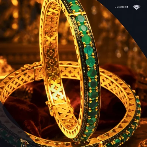 Ratnakshi Bangle Emerald Bangle in Silver Victorian Emerald Bangle