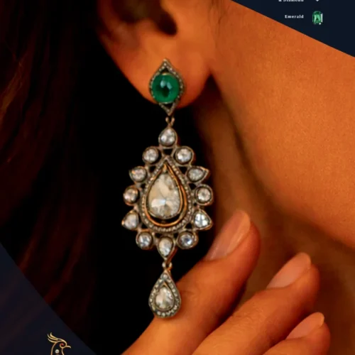 Ratnakshi Earrings Silver Earrings Hanging Earrings Victorian Earrings Polki Diamond Earrings Emerald Earrings