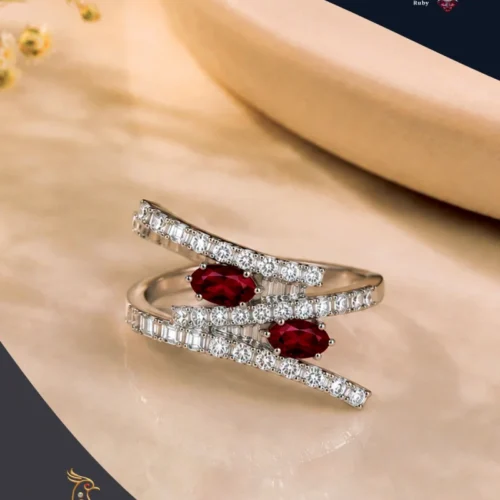 Ratnakshi Ring Dual Ruby Ring in Silver.