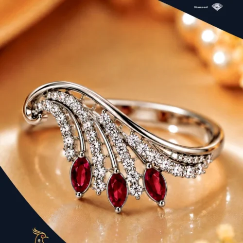 Ratnakshi Ring Ruby Ring in Silver Fine Silvery Ring