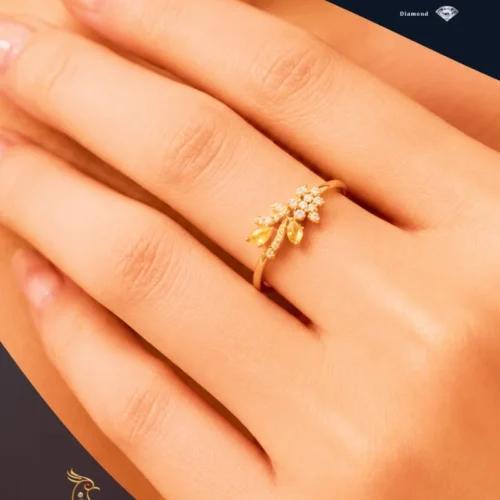 Ratnakshi Ring Yellow Sapphire & Diamond Ring in Silver Minimalistic Ring Fine Silver Jewelry