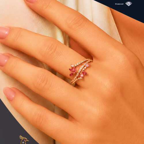 Ratnakshi Ring Ruby & Diamond Ring in Silver Fine Silver Jewelry