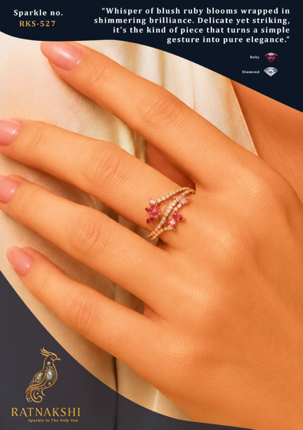 Ratnakshi Ring Ruby & Diamond Ring in Silver Fine Silver Jewelry
