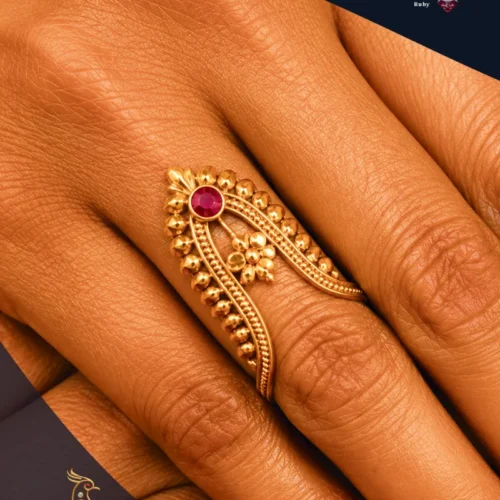 Ratnakshi Ring Temple Ring in Silver Ruby Ring in Silver