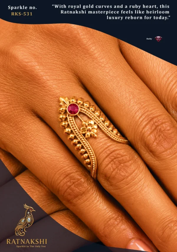 Ratnakshi Ring Temple Ring in Silver Ruby Ring in Silver