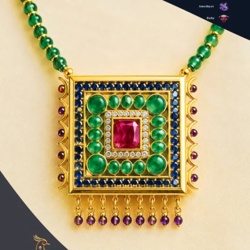 Ratnakshi Pendant Temple Jewelry Pendant Multi-color Pendant Silver Pendant
