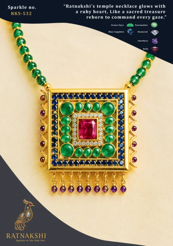 Ratnakshi Pendant Temple Jewelry Pendant Multi-color Pendant Silver Pendant