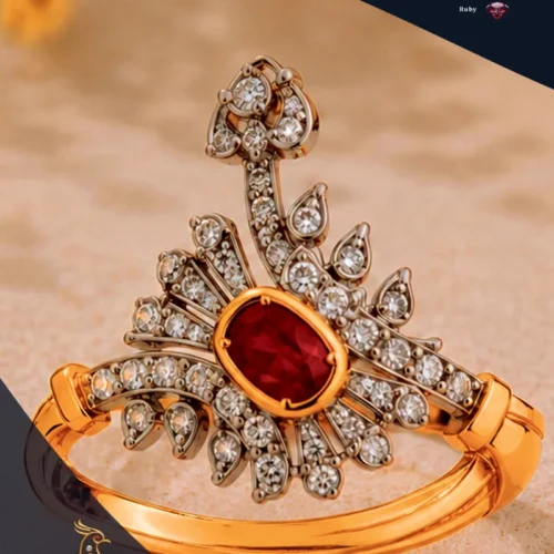 Ratnakshi Ring Ruby & Diamond Ring in Silver Ruby Ring in Silver Fine Silver Jewelry