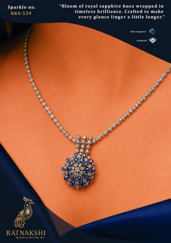 Ratnakshi Pendant Blue Sapphire Pendant in Silver Fine Silver Jewelry